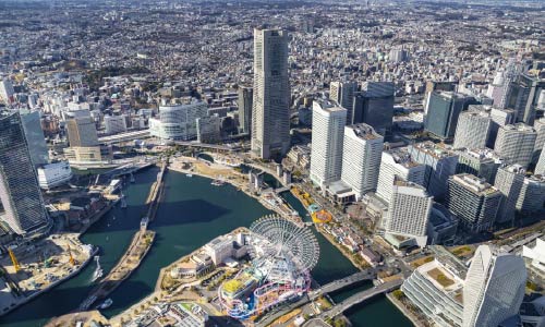 上空から見下ろしたみなとみらい