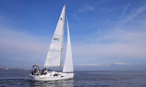 海でセーリングをしている様子